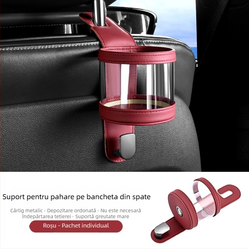 Suport auto pentru pahare, cârlig pentru spatele scaunului, suport pentru ceai în interior, organizator multifuncțional pentru bancheta din spate