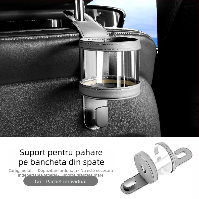 Suport auto pentru pahare, cârlig pentru spatele scaunului, suport pentru ceai în interior, organizator multifuncțional pentru bancheta din spate