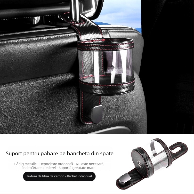 Suport auto pentru pahare, cârlig pentru spatele scaunului, suport pentru ceai în interior, organizator multifuncțional pentru bancheta din spate