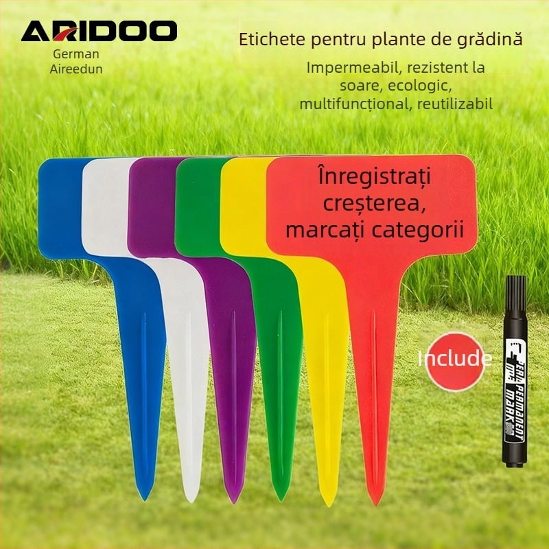 Etichete de grădină îngroșate cu tijă pentru fixare în sol, etichete plastice colorate pentru flori, plante și suculente