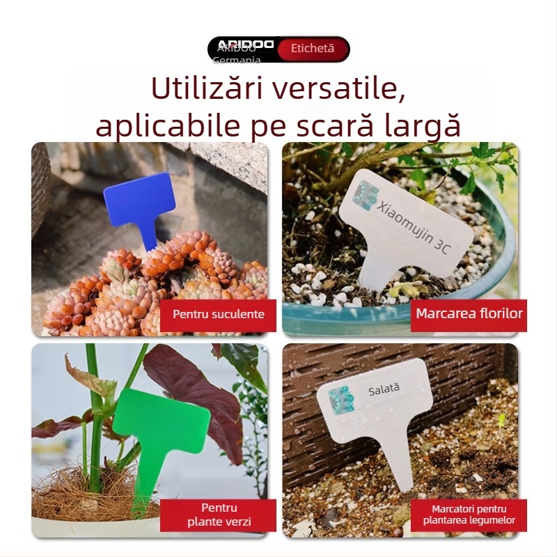 Etichete de grădină îngroșate cu tijă pentru fixare în sol, etichete plastice colorate pentru flori, plante și suculente