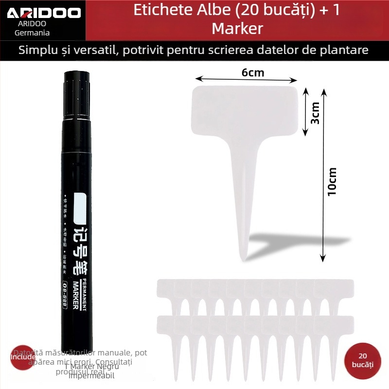 Etichete de grădină îngroșate cu tijă pentru fixare în sol, etichete plastice colorate pentru flori, plante și suculente