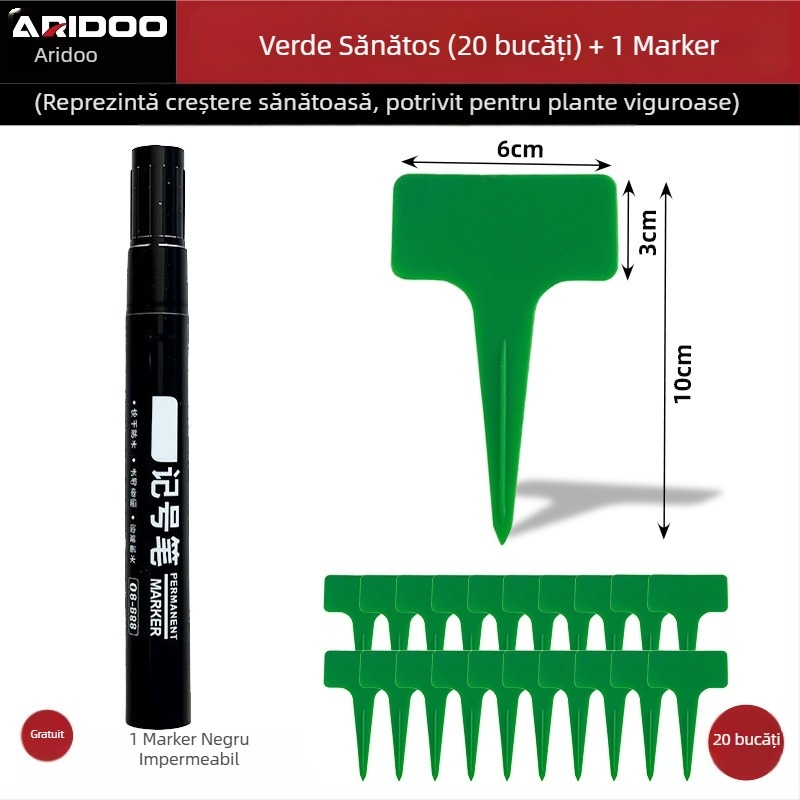 Etichete de grădină îngroșate cu tijă pentru fixare în sol, etichete plastice colorate pentru flori, plante și suculente