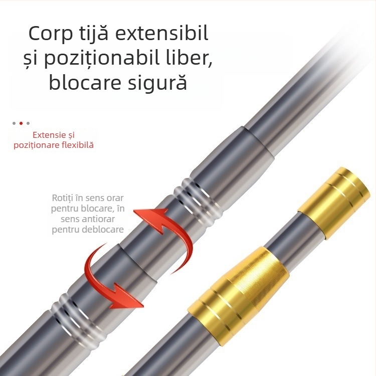 Tijă telescopică din oțel inoxidabil pentru plasă de pescuit, 3–4 m, robustă