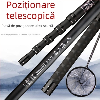 Bară din carbon ultra-scurtă pentru plasă de pescuit, secțiune scurtă, undiță mini portabilă