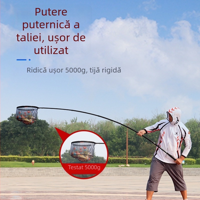 Bară din carbon ultra-scurtă pentru plasă de pescuit, secțiune scurtă, undiță mini portabilă