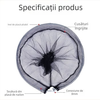 Plasă de pescuit telescopic din aliaj de aluminiu, cu cap rabatabil, pentru pescuit cu năluci