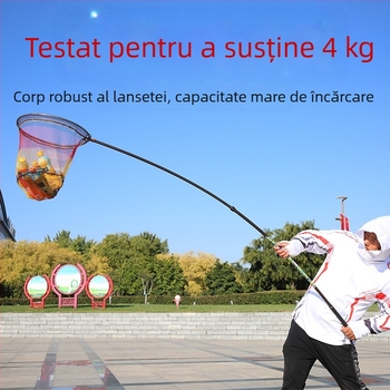 Suport din fibră de carbon ultraușor, ultrarezistent pentru undi de pescuit, cu braț telescopic de poziționare și accesoriu pentru montare în spate a undiului cu plasă
