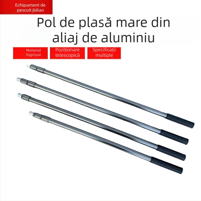 Stâlp din aliaj de aluminiu pentru plasă mare de pescuit, gros, extrem de rigid, telescopic cu blocare