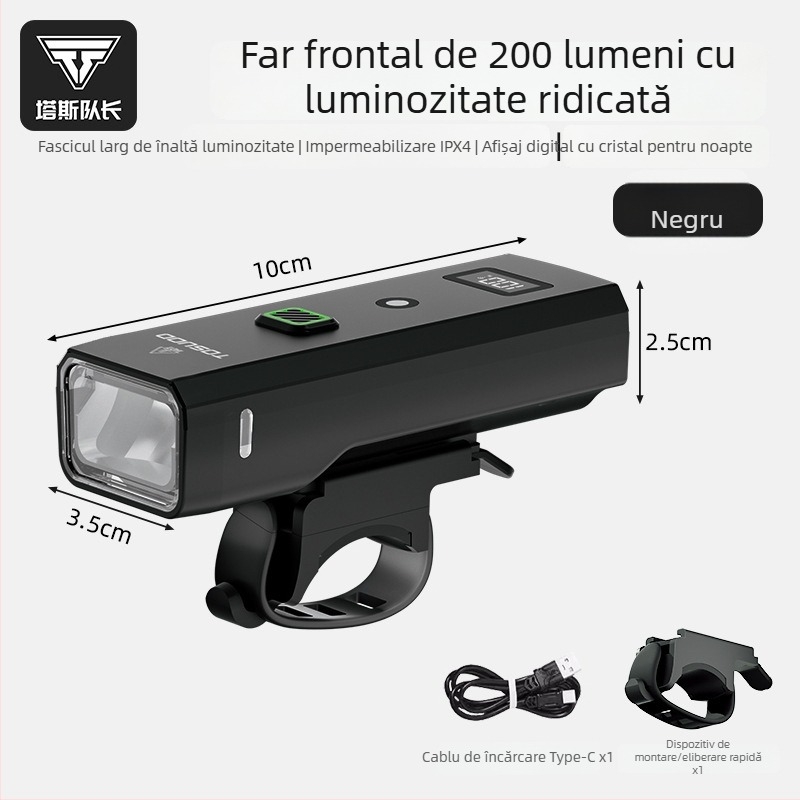 Lumină frontală Tosuod pentru bicicletă, pentru plimbări nocturne, impermeabilă, cu iluminare intensă pentru ciclism pe șosea
