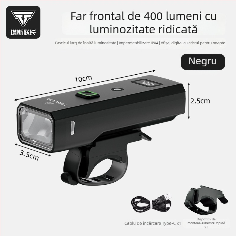 Lumină frontală Tosuod pentru bicicletă, pentru plimbări nocturne, impermeabilă, cu iluminare intensă pentru ciclism pe șosea