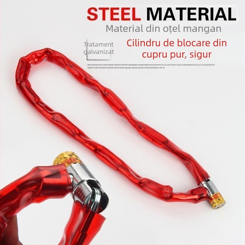 Lanț cu nucleu de cupru pentru biciclete, vehicule electrice și motociclete — anti-furt, lanț cu înveliș moale