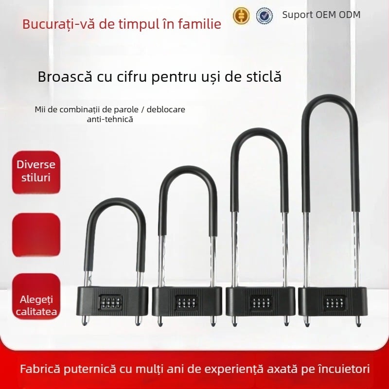 Lacăt cod în formă de U pentru uși din sticlă – birouri și magazine, anti-tăiere, anti-foraj, anti-furt, performanță înaltă