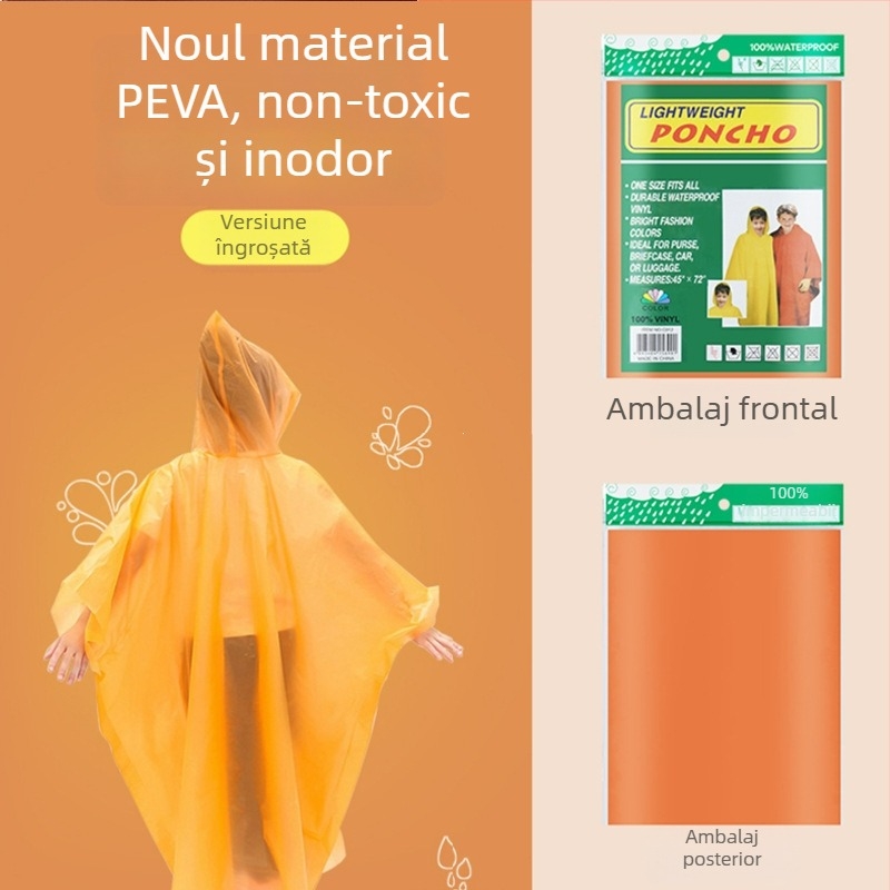 Poncă de ploaie pentru copii, PEVA, de unică folosință, groasă, pentru călătoria
