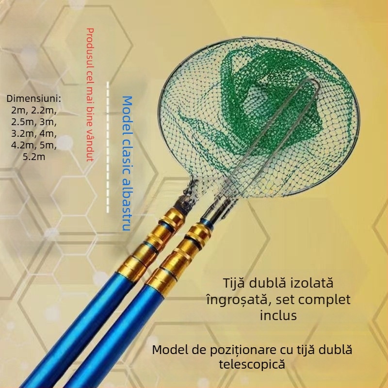 Set telescopic de pescuit cu plasă izolată și undiță