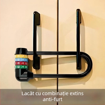 Lacăt cu combinație extins în formă de U pentru dulapuri cu uși din sticlă, fișiere, garderobă și dulapuri pentru pantofi, precum și pentru biciclete