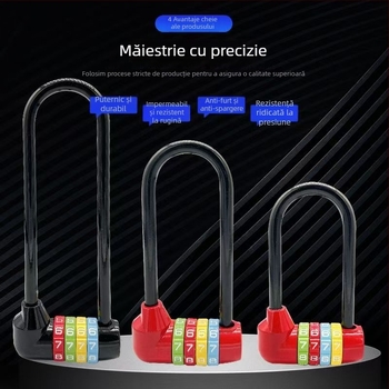 Lacăt cu combinație extins în formă de U pentru dulapuri cu uși din sticlă, fișiere, garderobă și dulapuri pentru pantofi, precum și pentru biciclete