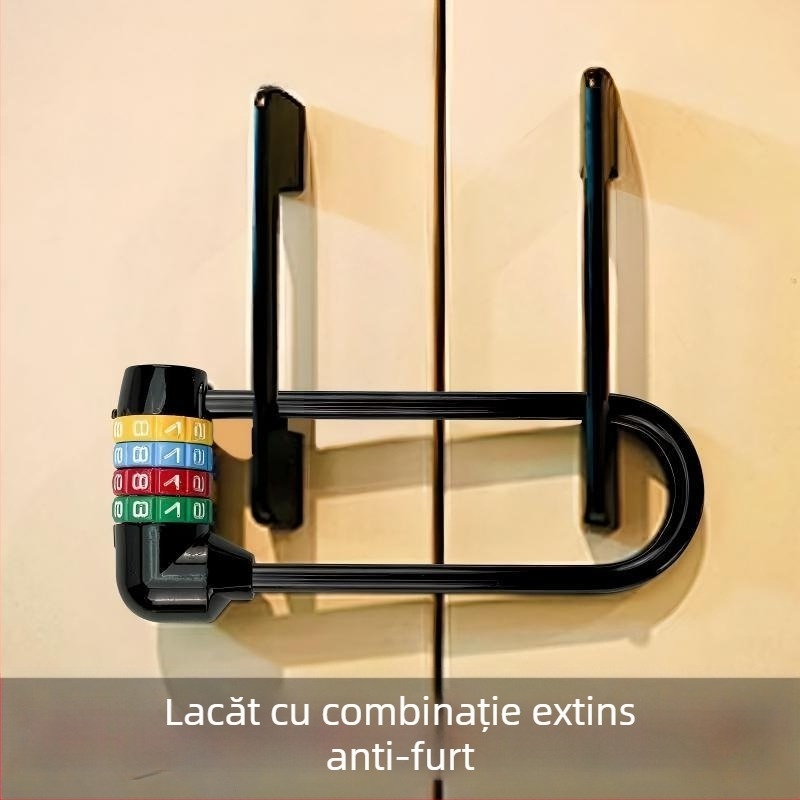 Lacăt cu combinație extins în formă de U pentru dulapuri cu uși din sticlă, fișiere, garderobă și dulapuri pentru pantofi, precum și pentru biciclete