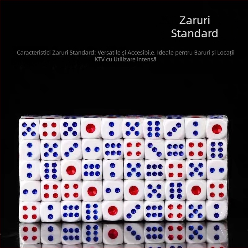 Set de 100 zaruri albe din melamină pentru jocuri de bar și băuturi