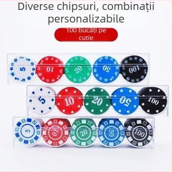 Set de 100 bucăți de jetoane mixte de poker pentru Texas Hold’em și Mahjong – pentru sala de jocuri
