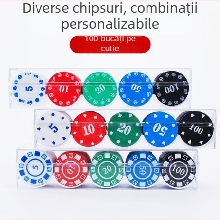 Set de 100 bucăți de jetoane mixte de poker pentru Texas Hold’em și Mahjong – pentru sala de jocuri