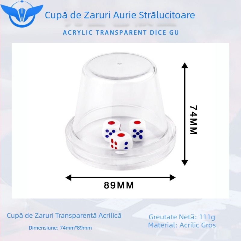 Set de cupe pentru zaruri YH, pentru zaruri mari și mici, bază metalică și acrilică, de înaltă calitate