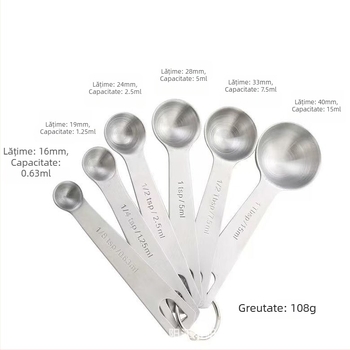 Set de 6 linguri de măsurare din oțel inoxidabil, cu măsurători gradate, pentru bucătărie, cofetărie și cafea