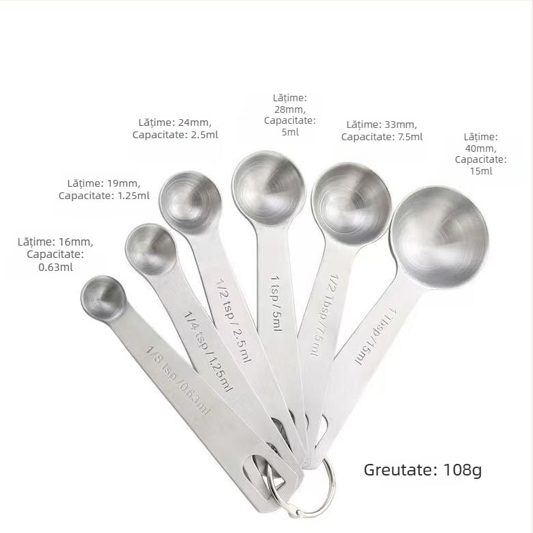 Set de 6 linguri de măsurare din oțel inoxidabil, cu măsurători gradate, pentru bucătărie, cofetărie și cafea