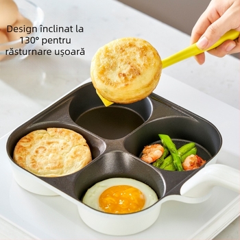 Tigaie pentru ouă cu patru găuri, din aliaj de aluminiu, cu strat ceramic antiaderent, pentru uz casnic