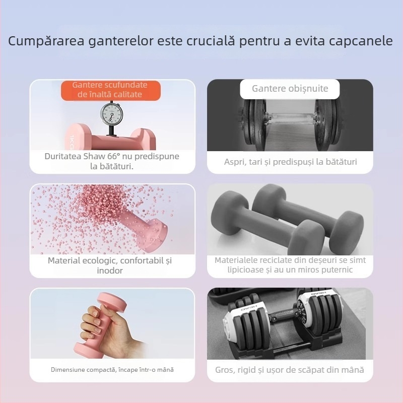 Gantere Xiaoya pentru fitness feminin, exerciții acasă, model pentru formare corporală și antrenament abdominal, model pentru copii, unisex pentru adolescenți, pereche profesională pentru utilizare acasă.