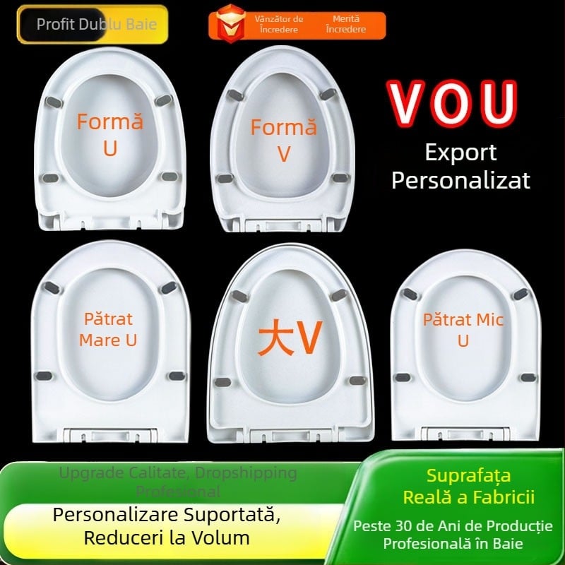 Capac de toaletă îngroșat, rezistent, cu distanță reglabilă între găuri 9–19 cm