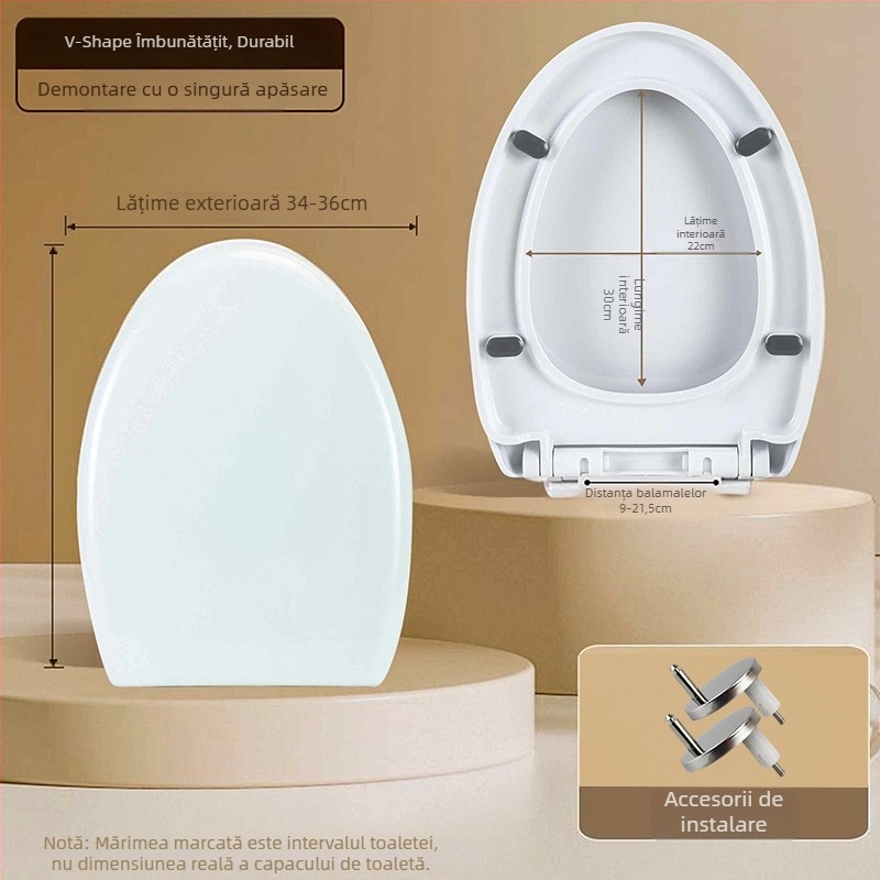 Capac de toaletă îngroșat, rezistent, cu distanță reglabilă între găuri 9–19 cm
