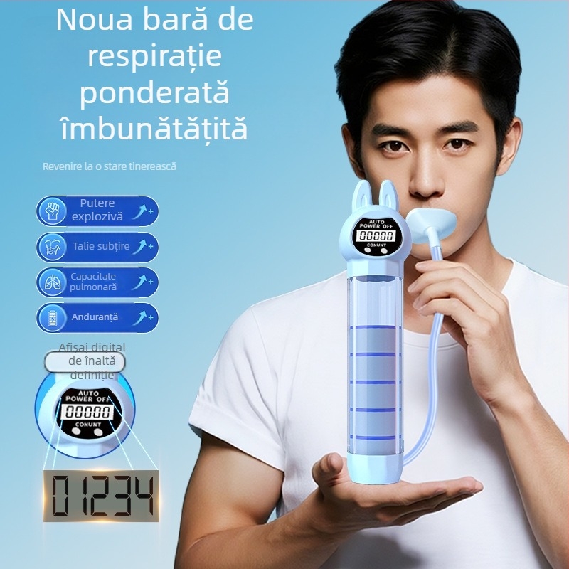 Nouă halteră de respirație portabilă pentru antrenament abdominal, crește capacitatea pulmonară, tonifică mușchii abdominali și linia abdomenului, întărește mușchii podelei pelvine și mușchii faciali.