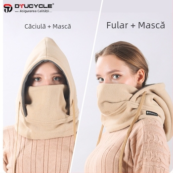 DTUCYCLE Mască de ciclism de iarnă, rezistentă la vânt și frig, toate într-unul cu guler, unisex, protecție completă a feței