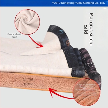 Mască de ciclism căptușită cu fleece, rezistentă la vânt și frig, fular cu protecție pentru urechi, design imprimat, pălărie în stil Lei Feng