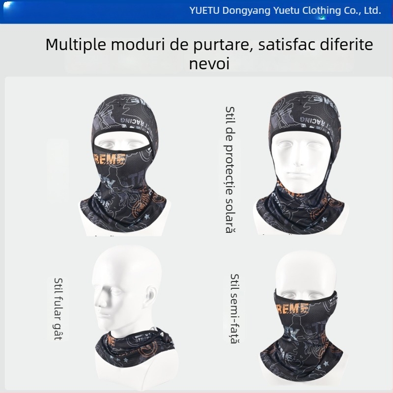 Mască de ciclism căptușită cu fleece, rezistentă la vânt și frig, fular cu protecție pentru urechi, design imprimat, pălărie în stil Lei Feng