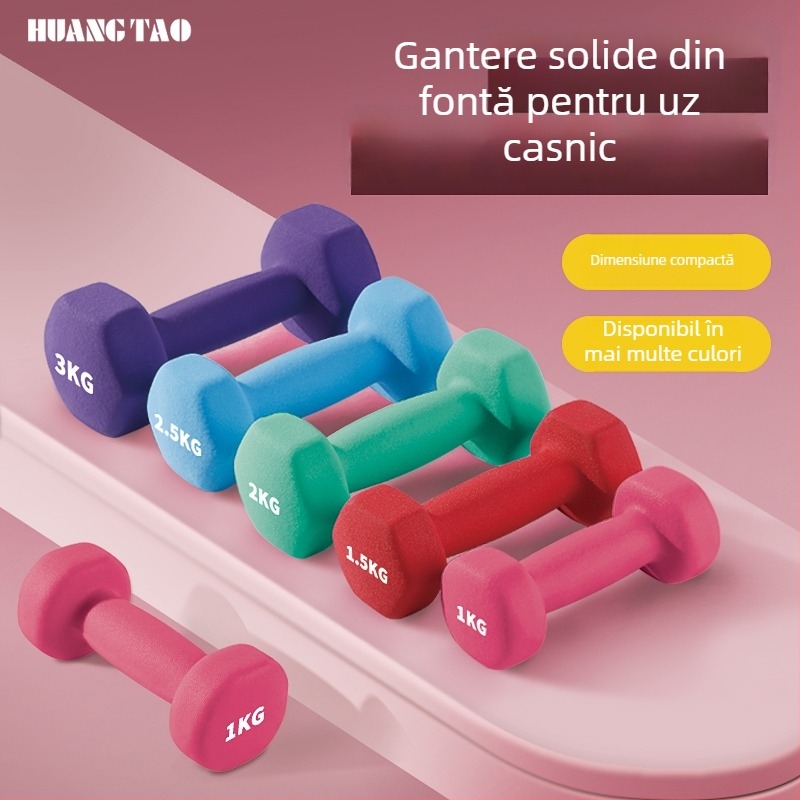 Gantere hexagonale mici pentru antrenament acasă, fier acoperit cu plastic, 1 kg–5 kg
