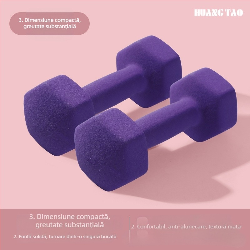Gantere hexagonale mici pentru antrenament acasă, fier acoperit cu plastic, 1 kg–5 kg