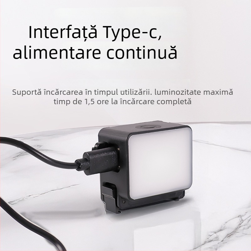 Lumină LED de fill compactă pentru Action5, filmare Vlog, încărcare rapidă Type-C, eliberare magnetică rapidă, lumină mică cu trei temperaturi de culoare