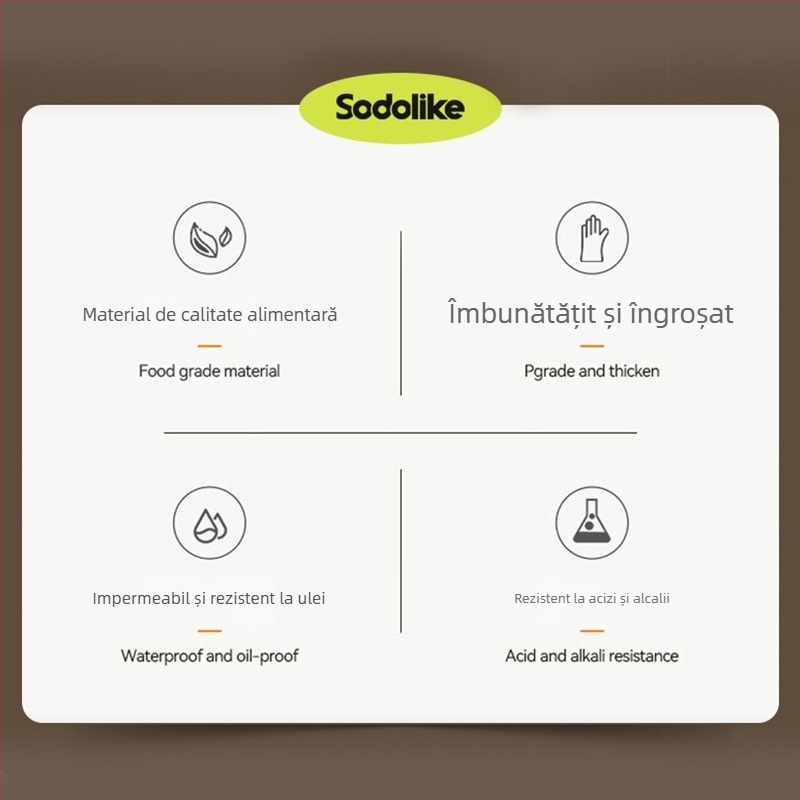 Sodolike mănuși nitril, de calitate alimentară, pentru bucătărie și spălat vase, de unică folosință, lungime extinsă, rezistente la ulei