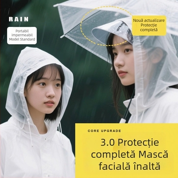 Pelerină impermeabilă pentru adulți cu margine, lungă, potrivită pentru drumeții și călătorii