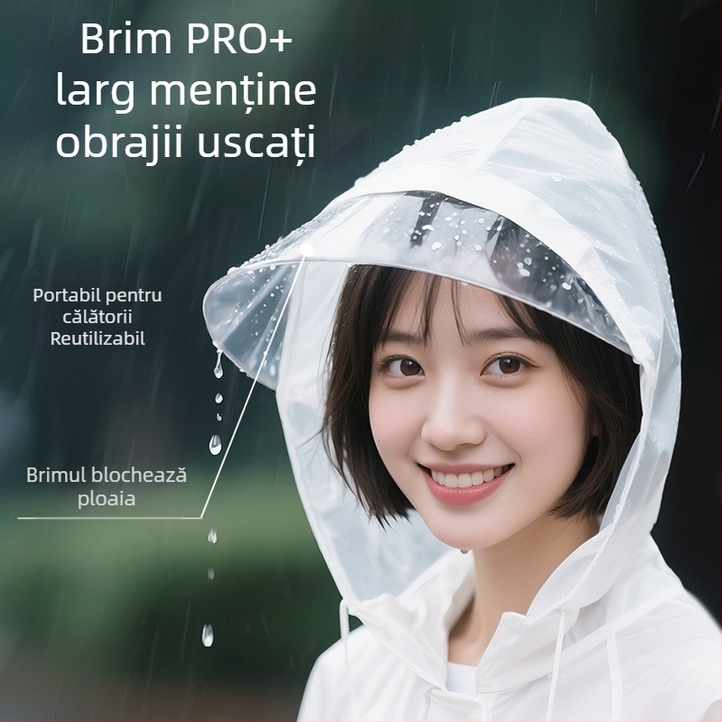 Pelerină impermeabilă pentru adulți cu margine, lungă, potrivită pentru drumeții și călătorii