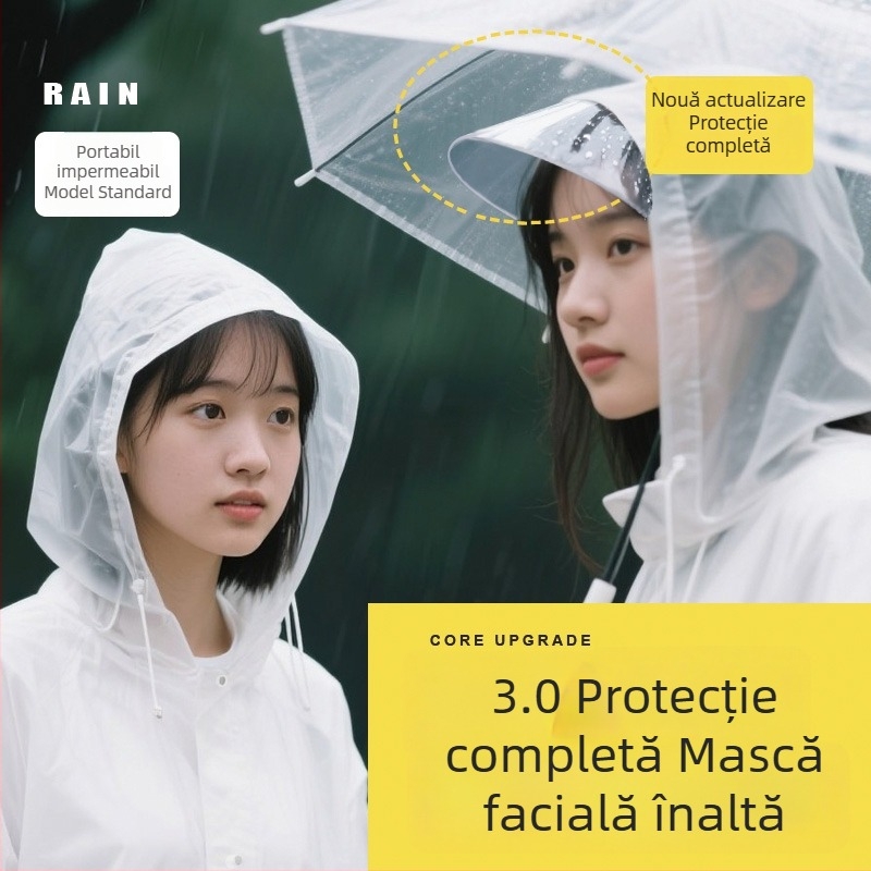 Pelerină impermeabilă pentru adulți cu margine, lungă, potrivită pentru drumeții și călătorii