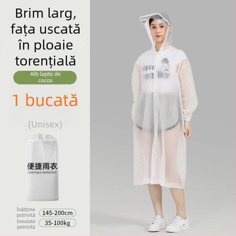 Pelerină impermeabilă pentru adulți cu margine, lungă, potrivită pentru drumeții și călătorii