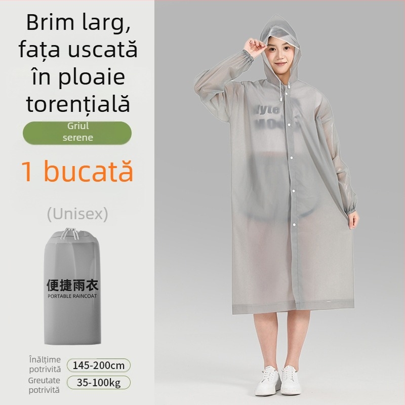 Pelerină impermeabilă pentru adulți cu margine, lungă, potrivită pentru drumeții și călătorii