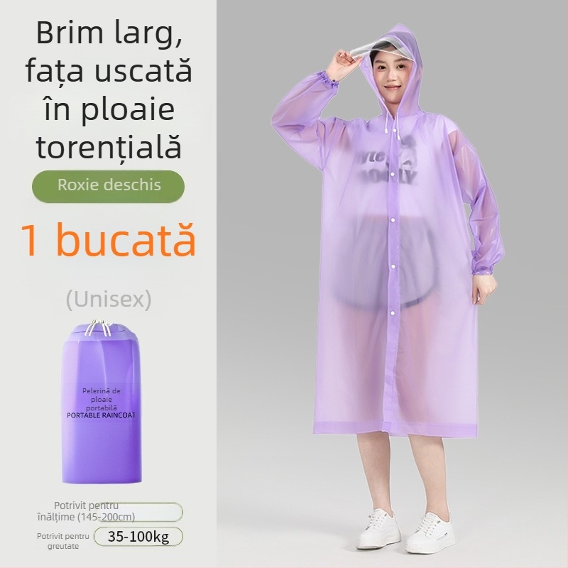 Pelerină impermeabilă pentru adulți cu margine, lungă, potrivită pentru drumeții și călătorii