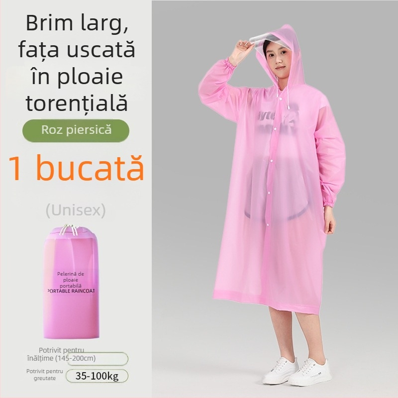 Pelerină impermeabilă pentru adulți cu margine, lungă, potrivită pentru drumeții și călătorii