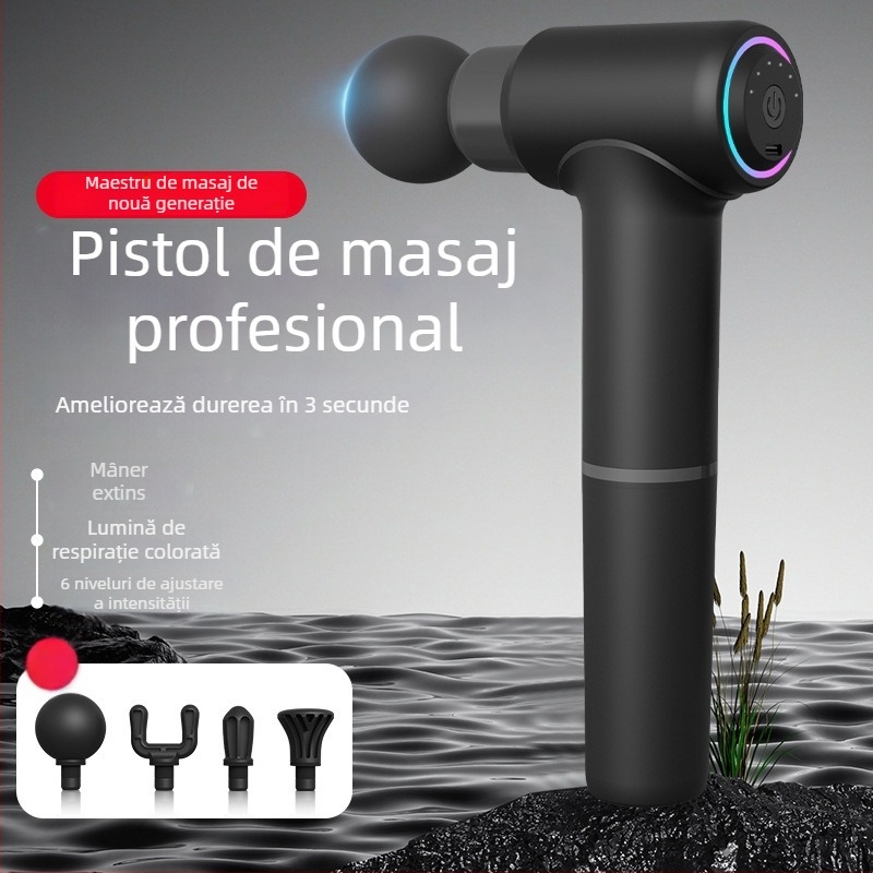 Masaj pentru fascie, cu mâner extins și iluminare LED colorată, 4 capete