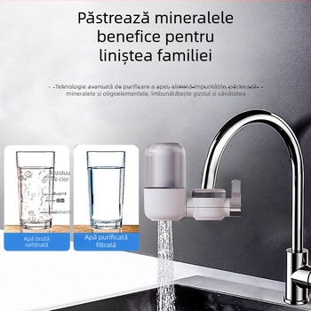 Cartuș filtrant pentru robinet, filtru de apă pentru bucătărie, montaj frontal, ieșire duală, lavabil