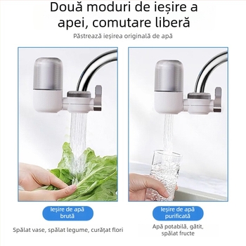 Cartuș filtrant pentru robinet, filtru de apă pentru bucătărie, montaj frontal, ieșire duală, lavabil